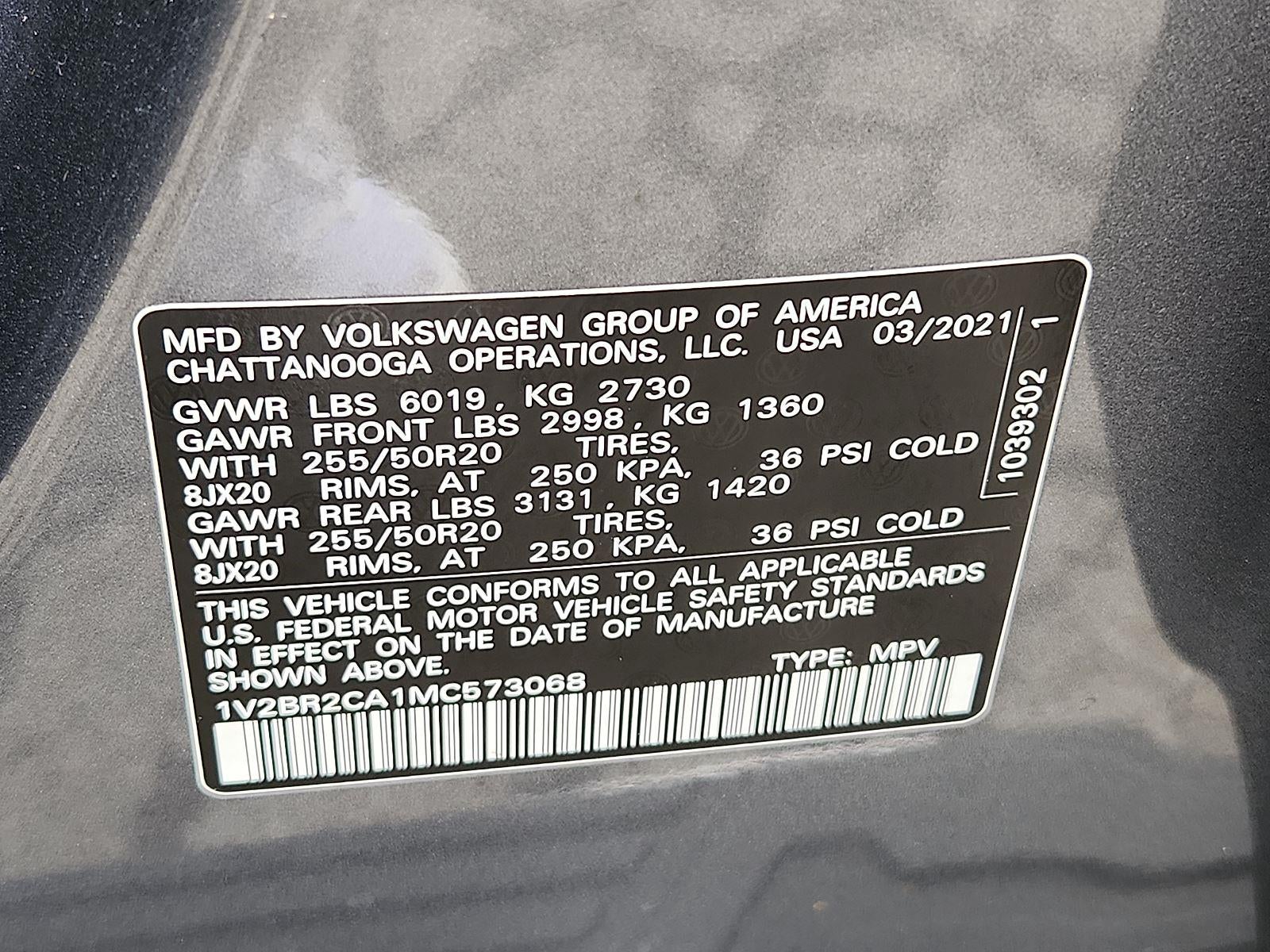 2021 Volkswagen Atlas 3.6L V6 SEL