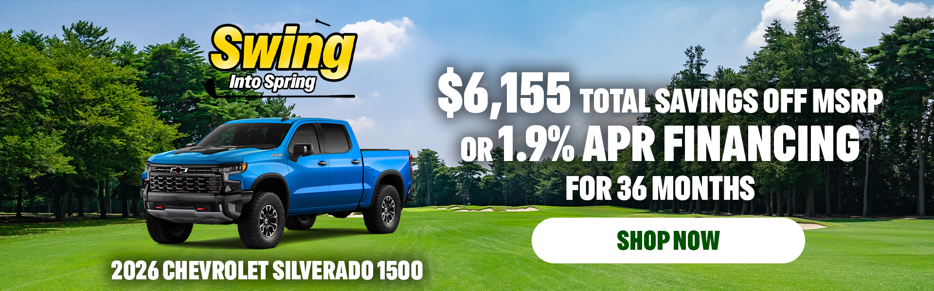 1.9% APR/ 36 Mo. OR $6,155 off MSRP | 2026 Chevy Silverado
