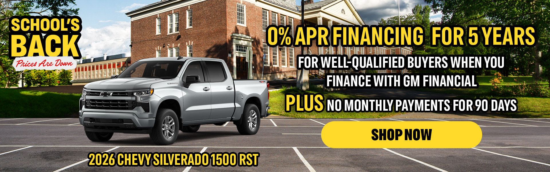 0% APR for 5 Years + 90 Days No Payments | 2026 Silverado